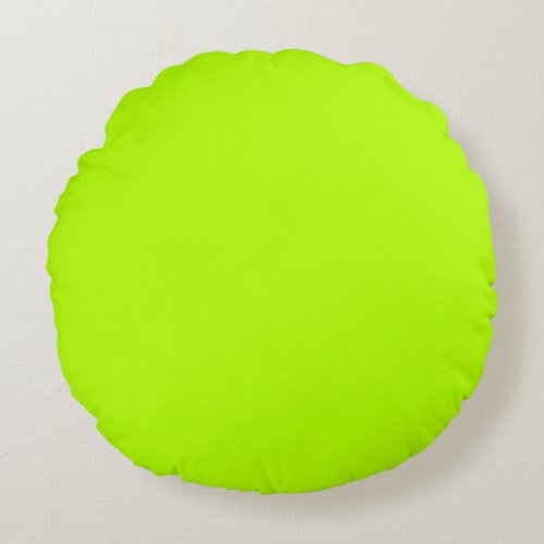 Vibrant Electric Lime Green Ready to Customize Round Pillow