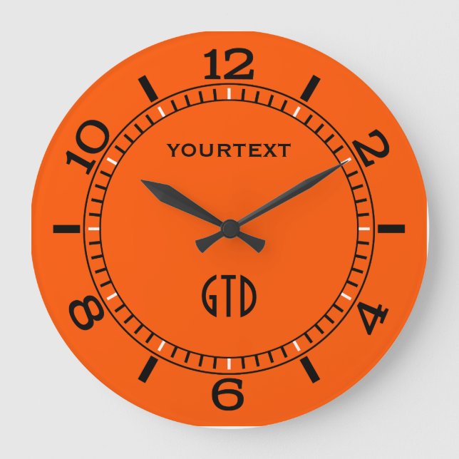 Vibrant Electric Orange Dial to Personalize on a Large Clock (Front)