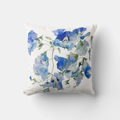 Vibrant Elegance Blue Butterfly Pea Flower Design Throw Pillow