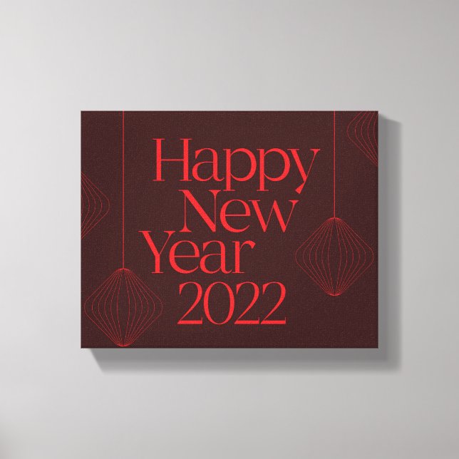 Vibrant, elegant, cool Happy New Year 2022 design Canvas Print (Front)