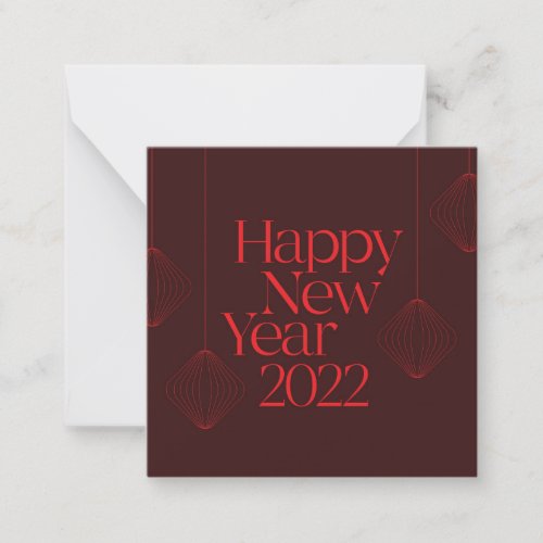 Vibrant elegant cool Happy New Year 2022 design Note Card