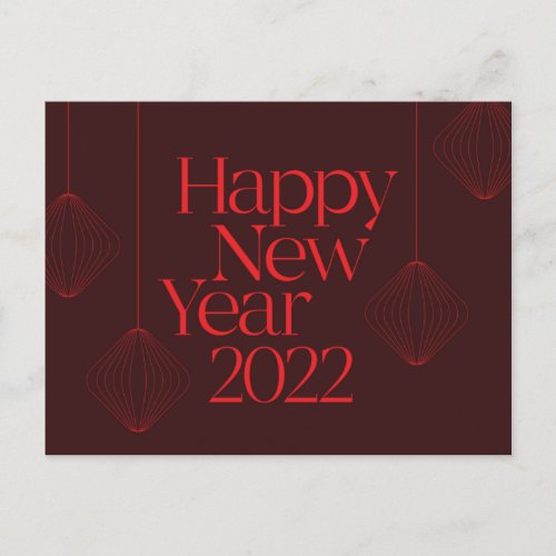 Vibrant elegant cool Happy New Year 2022 design Postcard
