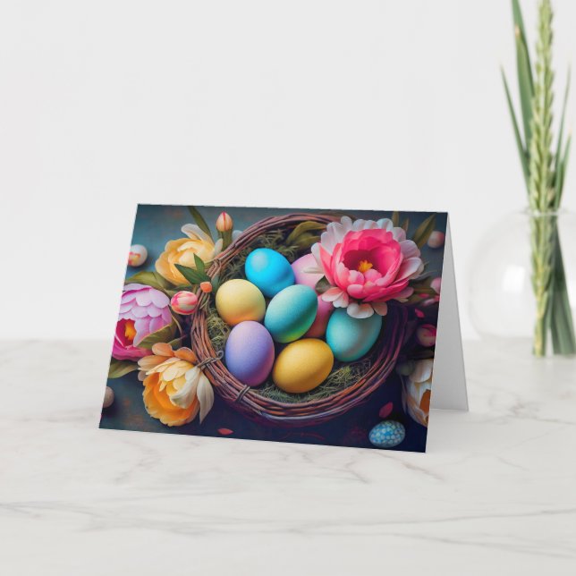 Vibrant Elegant Festive Easter Illustration Holiday Card (Front)