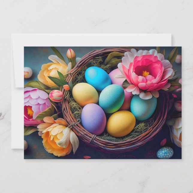 Vibrant Elegant Festive Easter Illustration Holiday Card (Front)