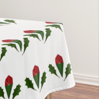 Vibrant Elegant Pattern Red Roses Green Holly Art