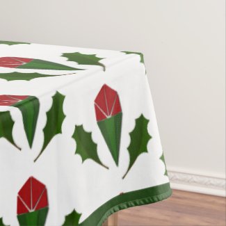 Vibrant Elegant Pattern Red Roses Green Holly Art