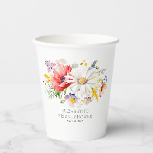 Vibrant Elegant Summer Wildflowers Garden Party Paper Cups