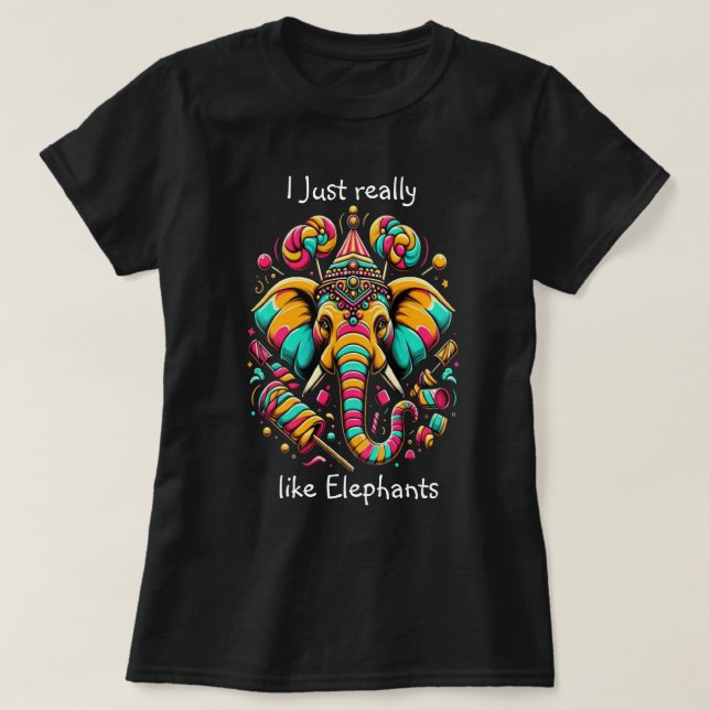 Vibrant Elephant: A Colorful Artistic Masterpiece T-Shirt (Design Front)