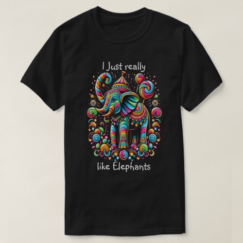 Vibrant Elephant Wearing a Whimsical Hat T_Shirt