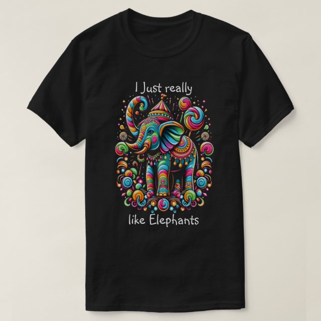 Vibrant Elephant Wearing a Whimsical Hat T-Shirt (Design Front)