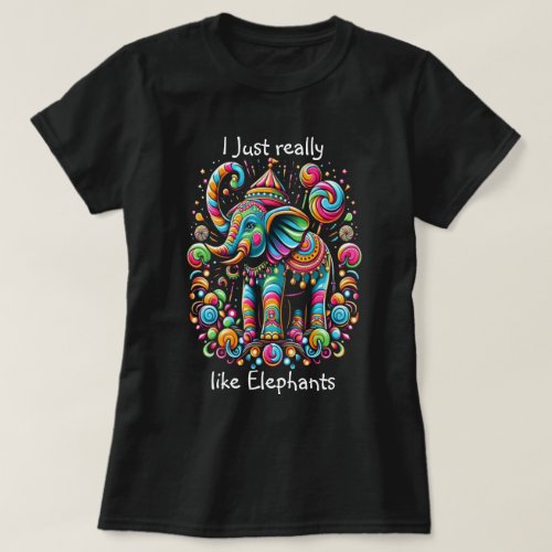 Vibrant Elephant Wearing a Whimsical Hat T_Shirt
