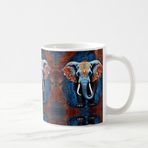 Vibrant Elephant with Floral Motifs Coffee Mug