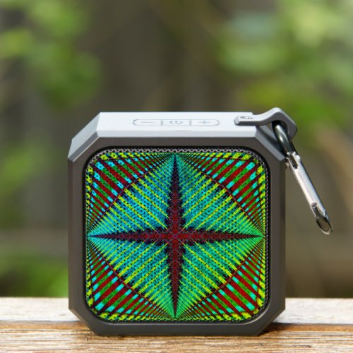    Vibrant Emerald Green Abstract Geometric Trippy Bluetooth Speaker
