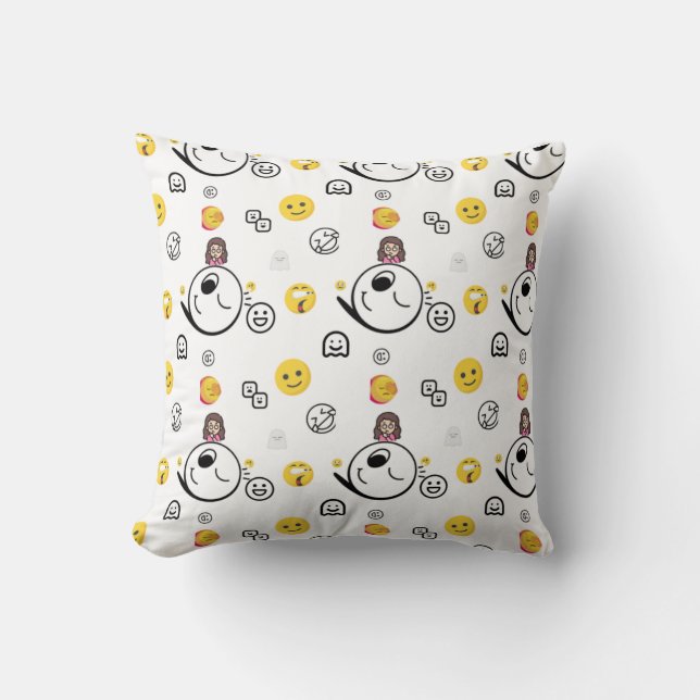 Vibrant Emoji Décor Collection Throw Pillow (Front)