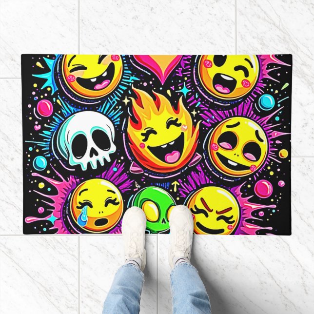 Vibrant Emoji Pop Art Doormat (Indoor)