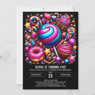 Vibrant Enchanted Candyland Digital Birthday Invitation