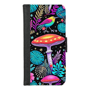 Vibrant Enchanted Forest Mushroom Artwork iPhone 8/7 Wallet Case