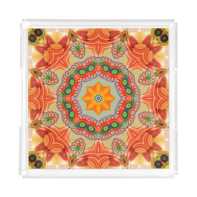 Vibrant energy colors: mandala design. acrylic tray (Front)