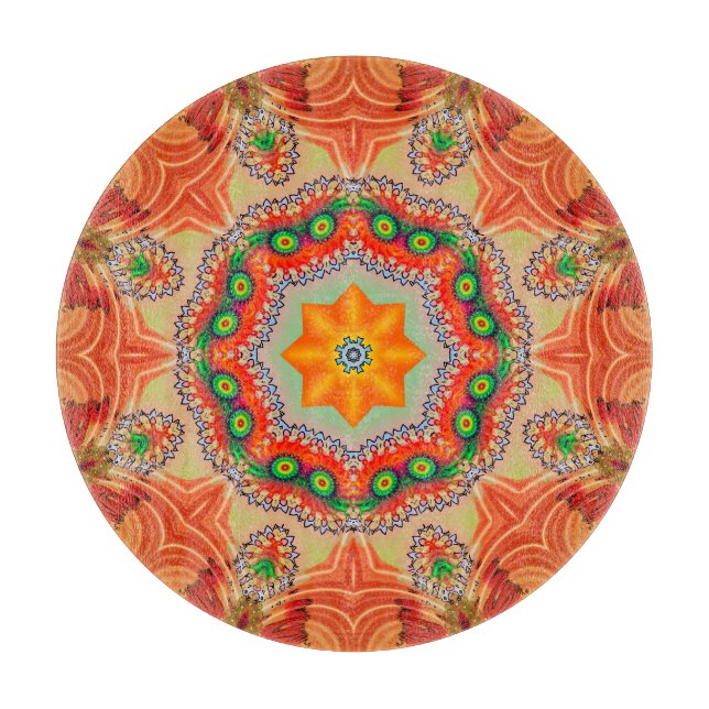 Vibrant energy colors: mandala design. cutting board (Front)