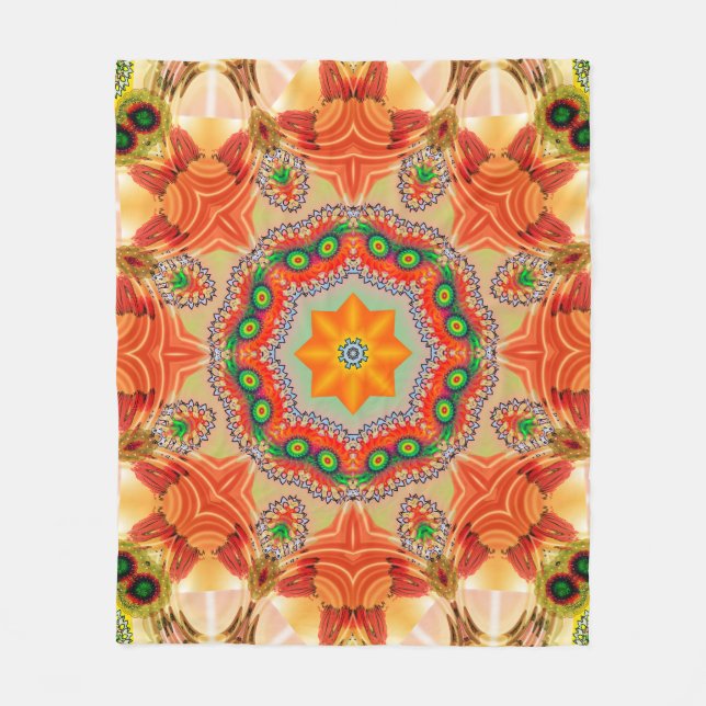 Vibrant energy colors: mandala design. fleece blanket (Front)