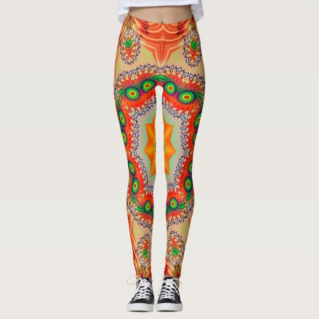 Vibrant energy colors: mandala design. leggings (Front)