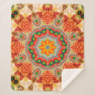 Vibrant energy colors: mandala design. sherpa blanket