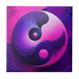 Vibrant Enlightenment Colourful Yin Yang Symbolism Ceramic Tile