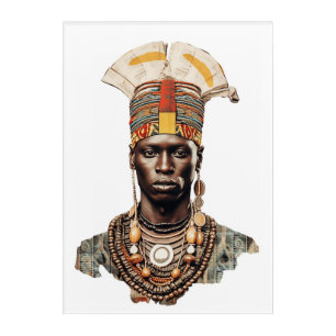 Vibrant Essence: Watercolor African Man Face  Acrylic Print