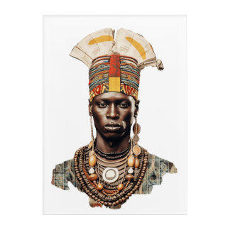 Vibrant Essence: Watercolor African Man Face  Acrylic Print