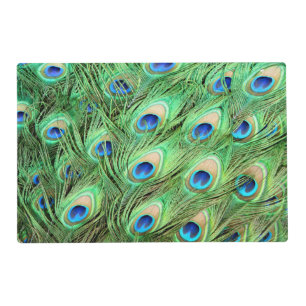 Vibrant Exotic Peacock Feathers Placemat