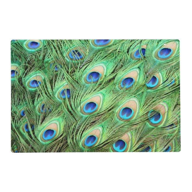 Vibrant Exotic Peacock Feathers Placemat (Front)