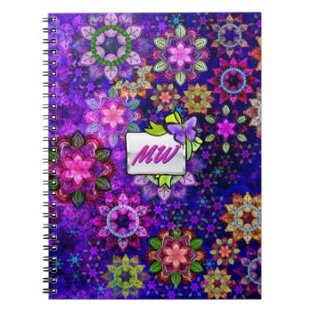 Vibrant Exploding Watercolor Mandalas Monogrammed Notebook by ShopTheWriteStuff at Zazzle