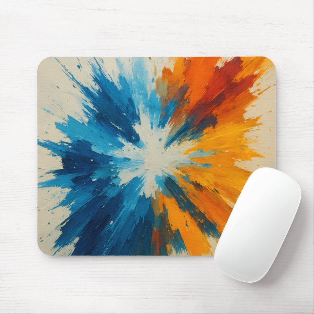 Vibrant Explosion – Abstract Expressionist Energy Mouse Pad (With Mouse)