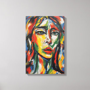 Vibrant Expressionist Abstract Woman Portrait Canvas Print