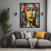 Vibrant Expressionist Abstract Woman Portrait