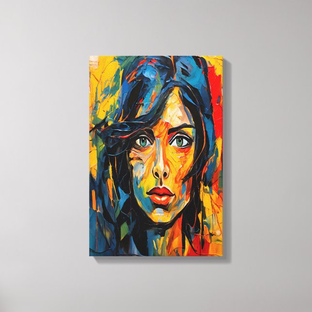 Vibrant Expressionist Portrait Bold Abstract Art Canvas Print (Front)
