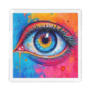Vibrant Eye Soulful Vision Design Acrylic Tray