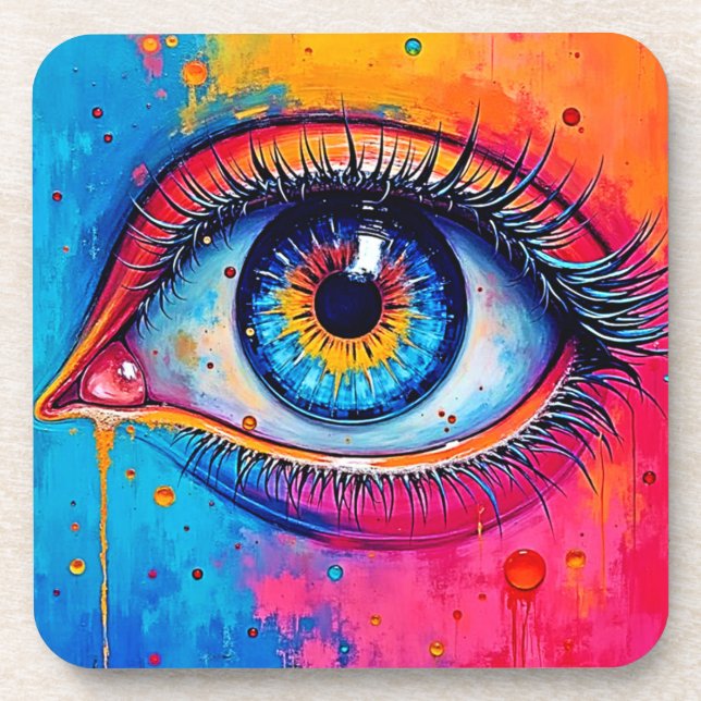 Vibrant Eye Soulful Vision Design Beverage Coaster (Front)