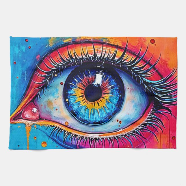 Vibrant Eye Soulful Vision Design Kitchen Towel (Horizontal)