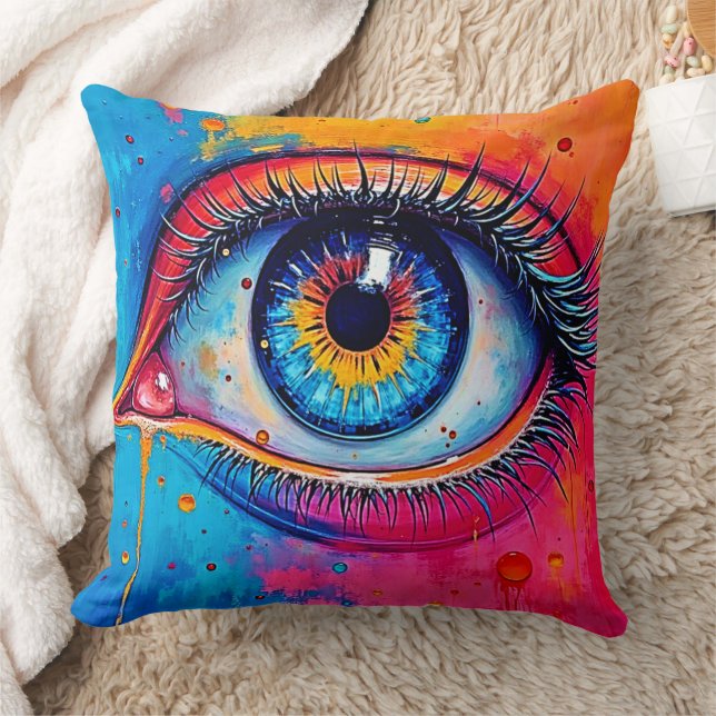 Vibrant Eye Soulful Vision Design Throw Pillow (Blanket)