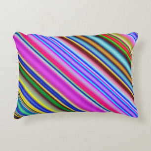 Vibrant & Eyecatching Multicolored Stripes Pattern Accent Pillow