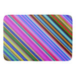 [ Thumbnail: Vibrant & Eyecatching Multicolored Stripes Pattern Bath Mat ]