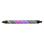 [ Thumbnail: Vibrant & Eyecatching Multicolored Stripes Pattern Black Ink Pen ]