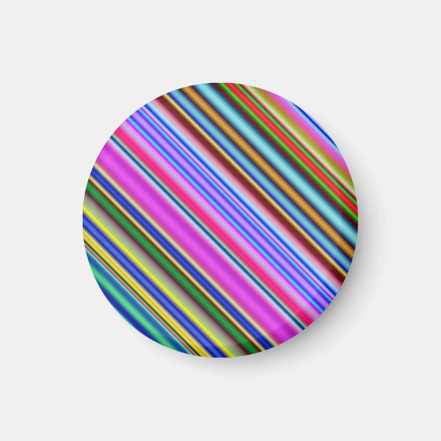 Vibrant & Eyecatching Multicolored Stripes Pattern Magnet (Front)