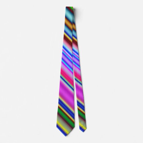 Vibrant  Eyecatching Multicolored Stripes Pattern Neck Tie