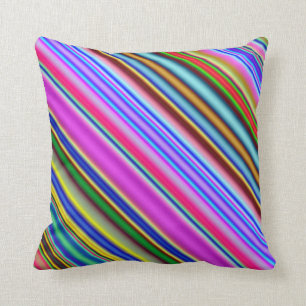 Vibrant & Eyecatching Multicolored Stripes Pattern Throw Pillow