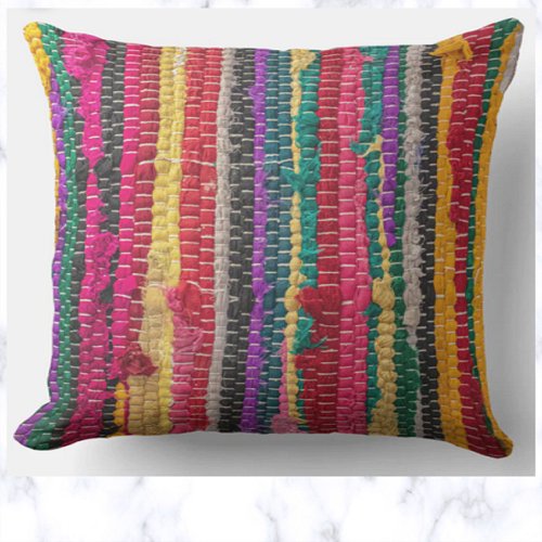 Vibrant Fabric Stripes Design Outdoor Pillow