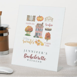 Vibrant Fall Autumn Rustic Bachelorette Weekend Pedestal Sign