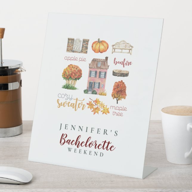 Vibrant Fall Autumn Rustic Bachelorette Weekend Pedestal Sign (In SItu)