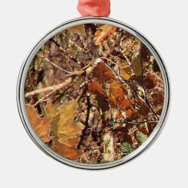 Vibrant Fall Forest Nature Camouflage Decor Metal Ornament (Front)